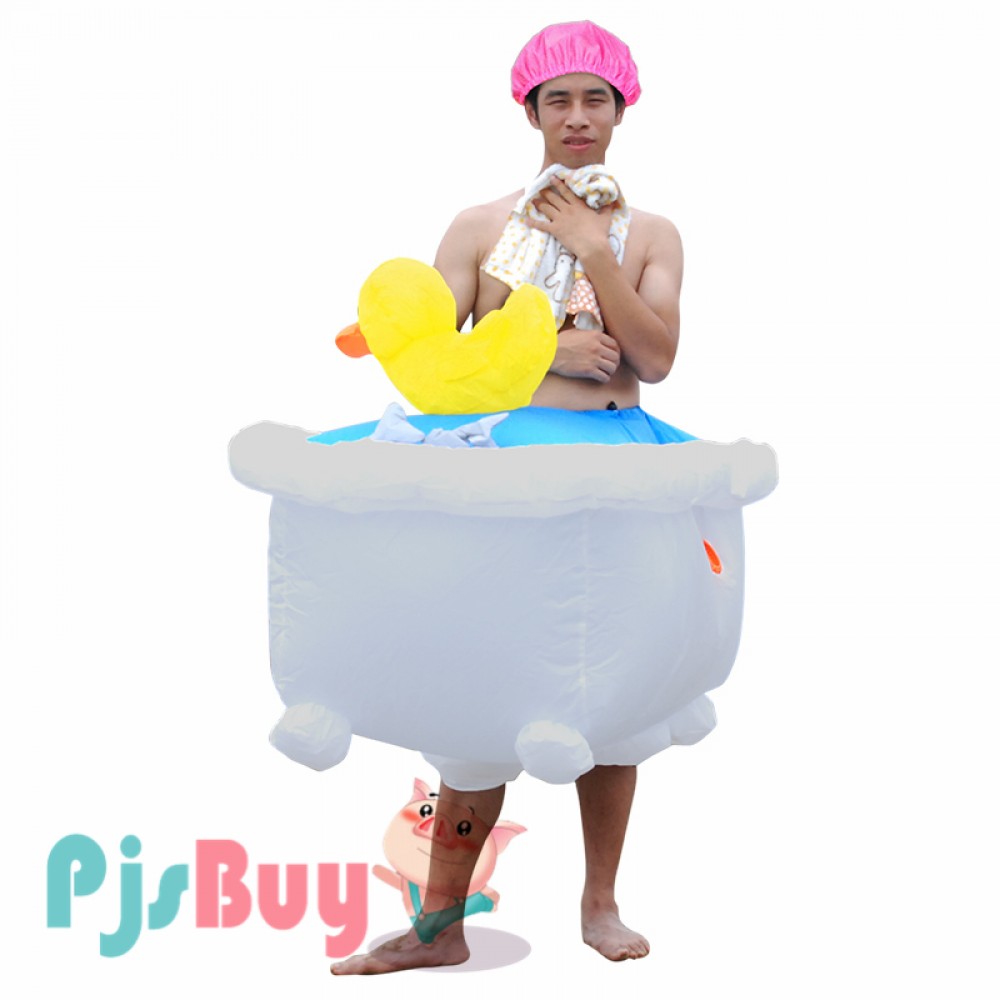 Adult Inflatable Costume Blow Up Bathtub Costume Halloween Fun Suit ...
