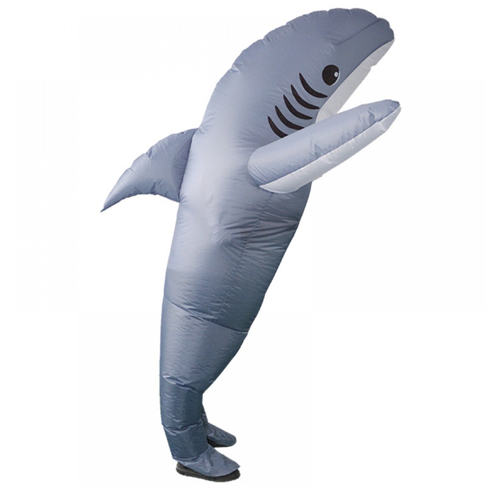Adults Inflatable Grey Shark Blow Up Fancy Dress Party Halloween Costume Cosplay