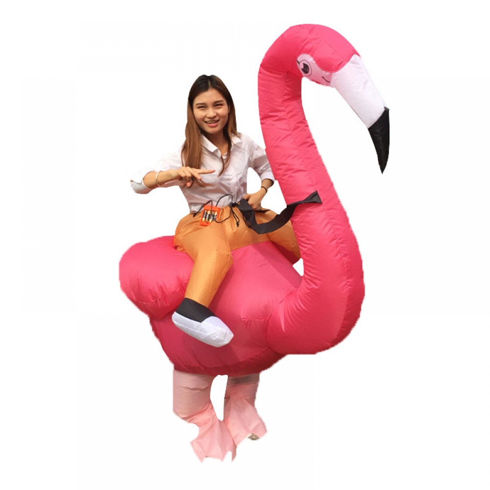 Inflatable Flamingo Rider Costume for Adults Halloween Cosplay Party Dress Suits 