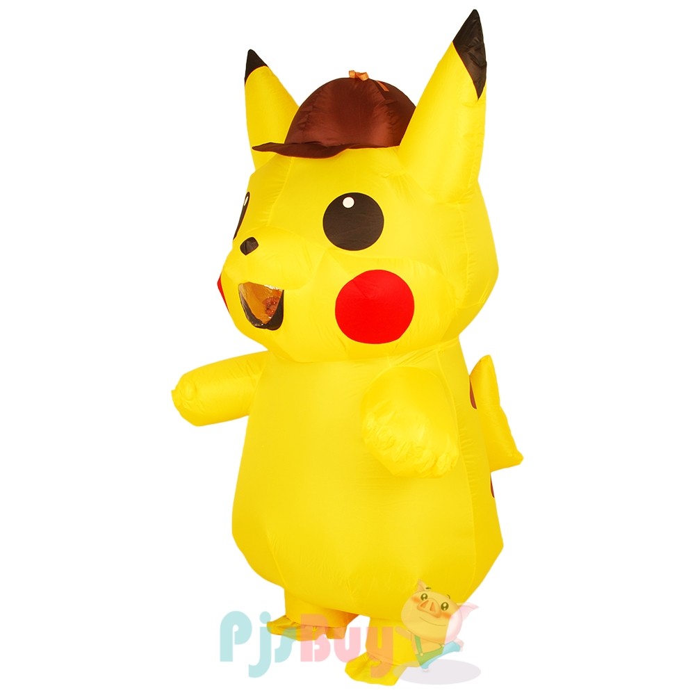 Unisex Mascot Pikachu Inflatable Costume Cosplay Halloween Funny Dress Kid Adult 