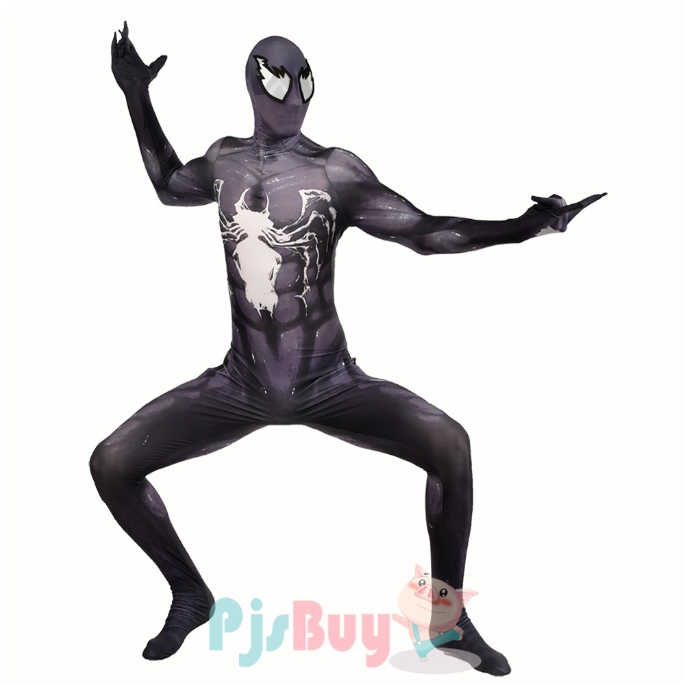 Black Venom Spider-Man Cosplay Costume Halloween Spiderman Muscle Zentai Suit 