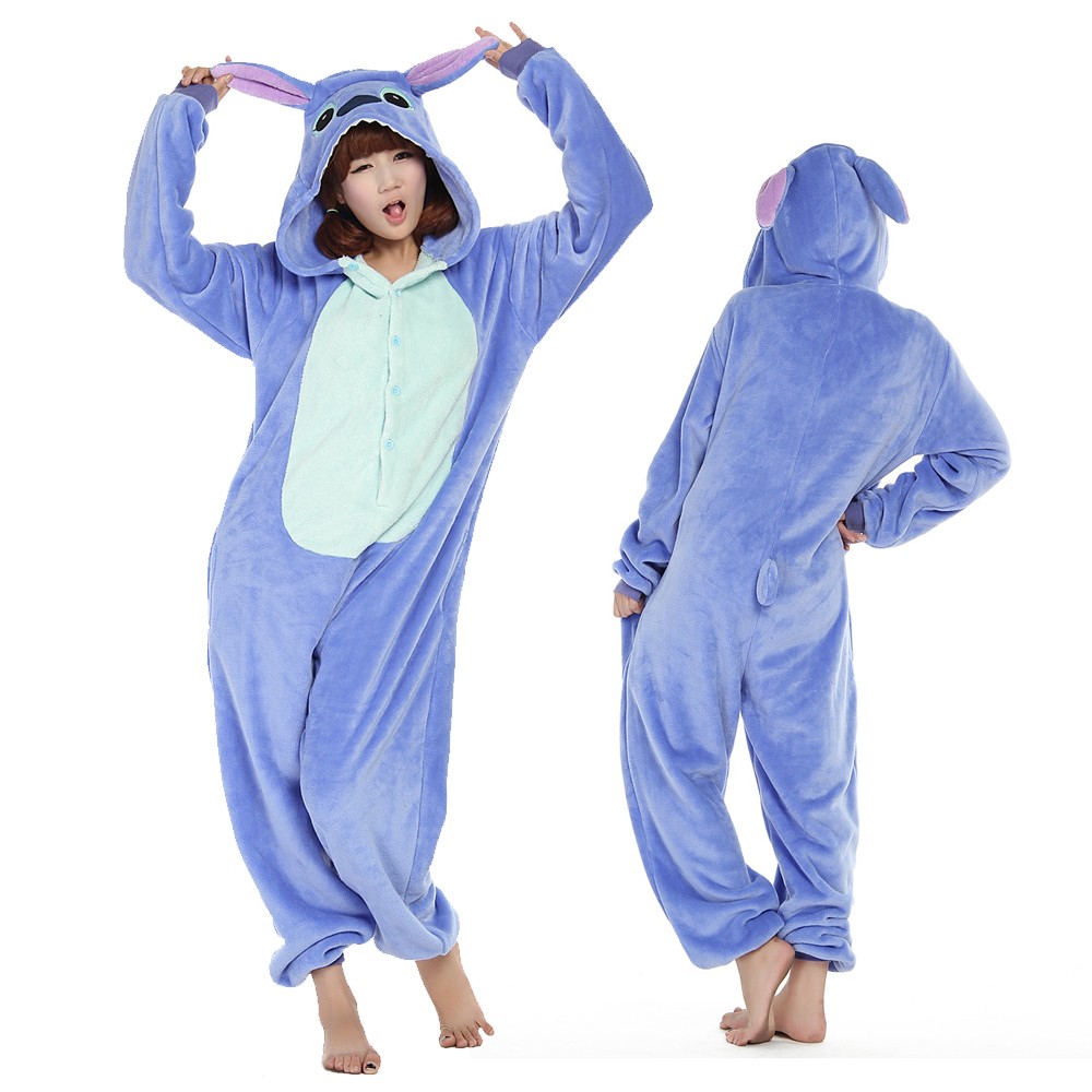 Stitch Onesie Costumes Adult Animal Onesies Halloween Flannel Pajamas ...