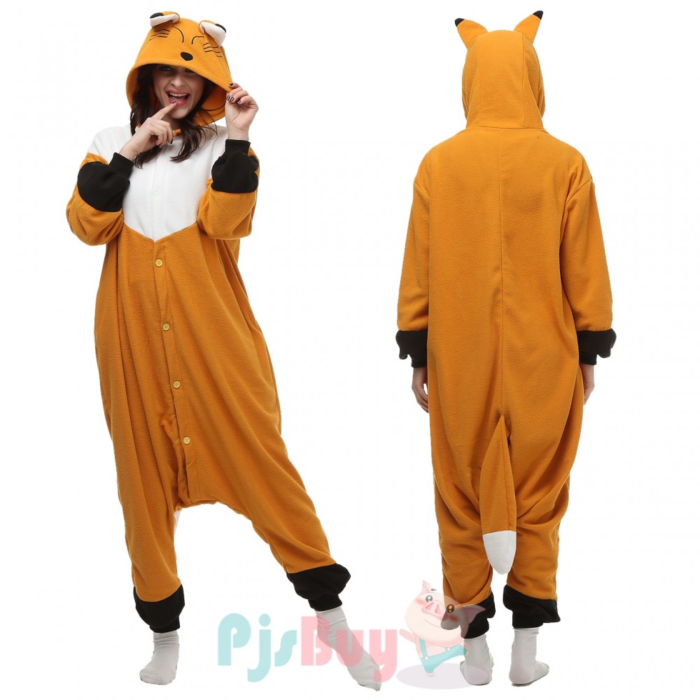 Red Fox Onesie Pajamas for Adult Animal Onesies Cosplay Halloween ...