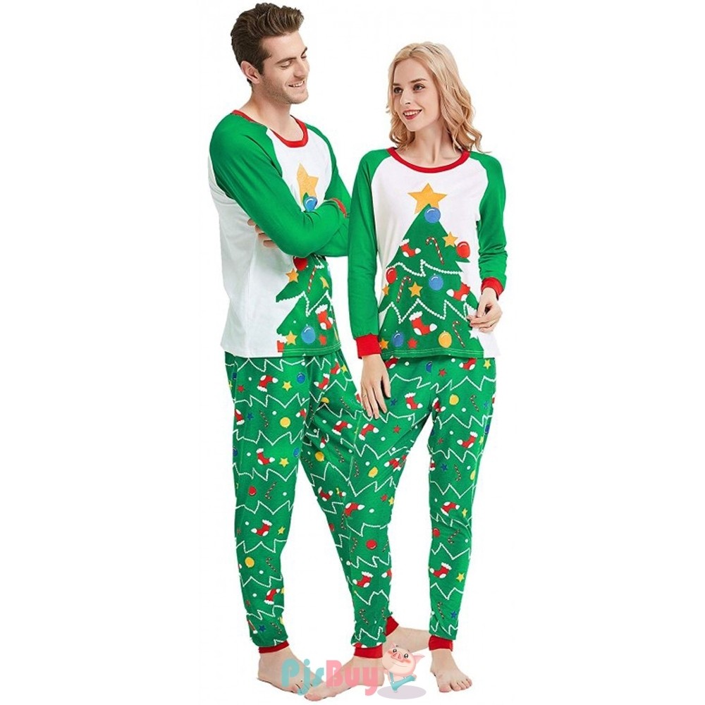 Family Christmas Pajamas Sets Holiday Pajamas Xmas Tree Pirnt - Pjsbuy.com