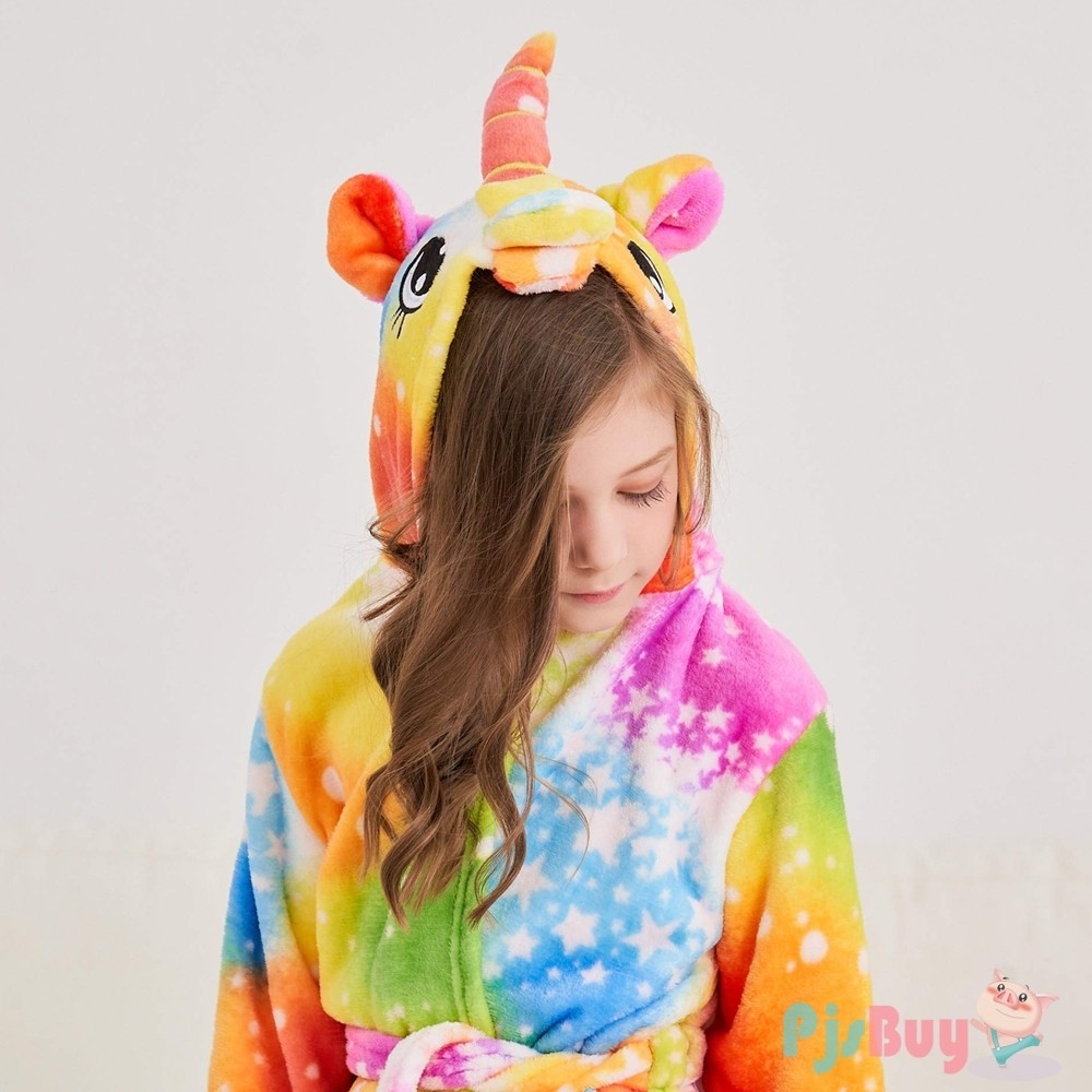 Ancokig Kids Girls Soft Unicorns Bathrobes,Girls Bathrobe Fleece Sleepwear Unicorns for Gifts 