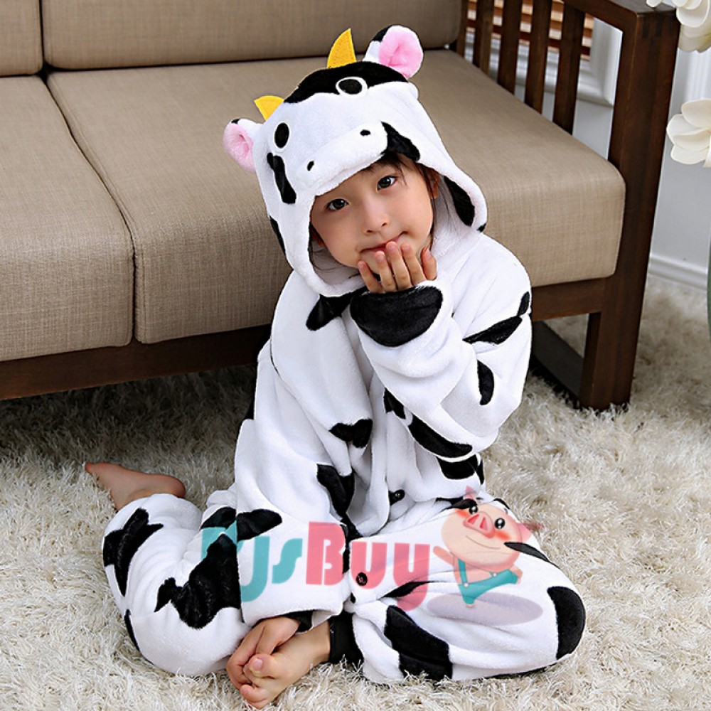 Cow Kids Winter Warm Animal Onesie Pajamas