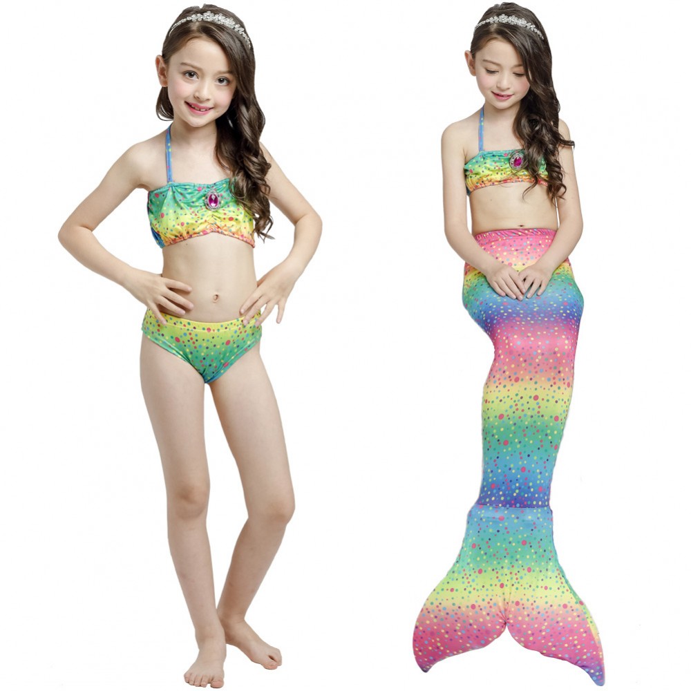 Gesikai01 6PCS Set Swimsuit Girls Mermaid Tails for Swimming Bathing Suit Swimwear Swimsuit Bikini Set Mermaid Costume 