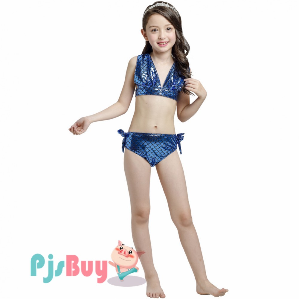 Summer Kids Girl Mermaid Tail Bikini Sets Swimmable Swimming Swimwear Costumes 