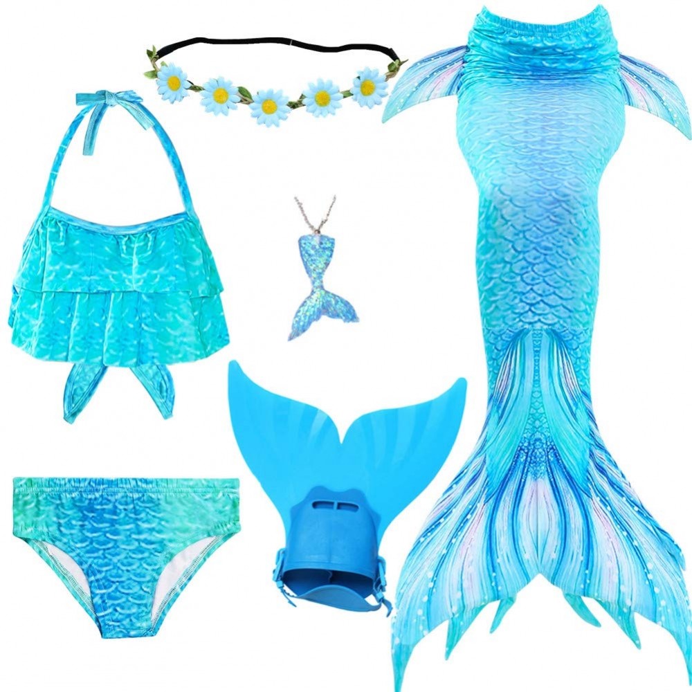 5PCS 2018 New Mermaid Tail Swimwear with Bikini Swimsuit Monofin for Women 