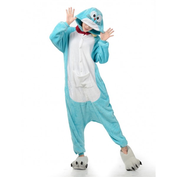 Doraemon Onesie Pajamas Adult Animal Onesies Flannel