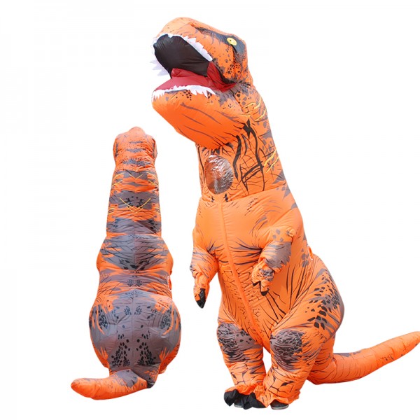 Inflatable Blow Up T Rex Dinosaur Costume Suit Adults & Kids Orange