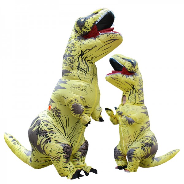 Inflatable Blow Up T Rex Dinosaur Costume Suit Adults & Kids Yellow
