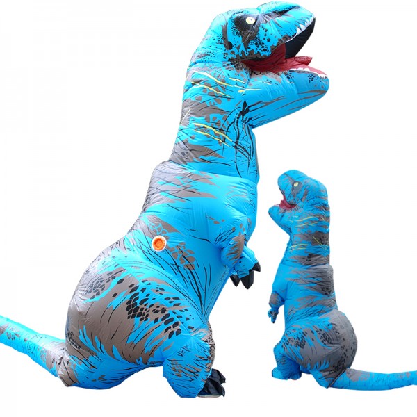 Inflatable Blow Up T Rex Dinosaur Costumes Funny Suit For Adults & Kids Blue