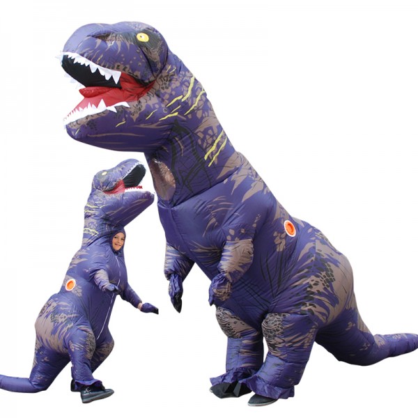 Inflatable Blow Up T Rex Dinosaur Costumes Funny Suit For Adults & Kids Purple