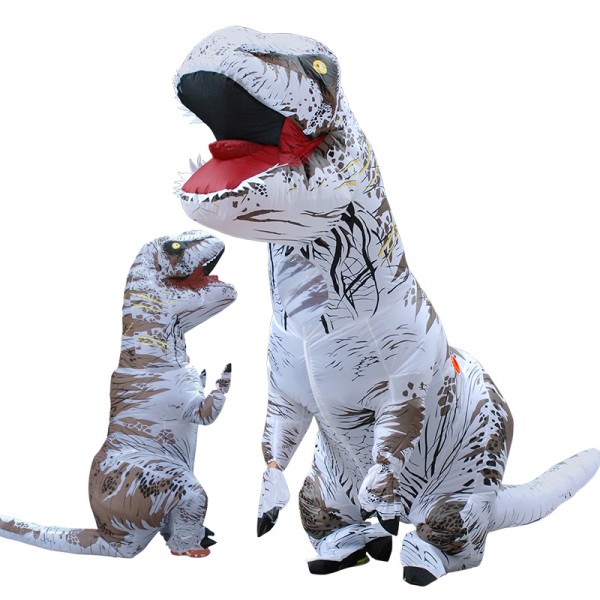 Inflatable Blow Up T Rex Dinosaur Costumes Funny Suit For Adults & Kids Grey