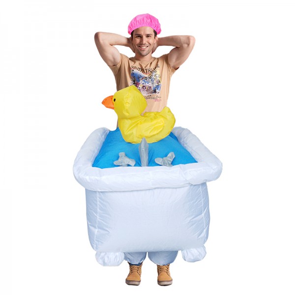 Adult Inflatable Costume Blow Up Bathtub Costume Halloween Fun Suit