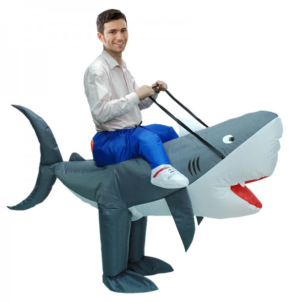 Inflatable Shark Costume Blow Up Costumes Halloween Funny Suit For Adult