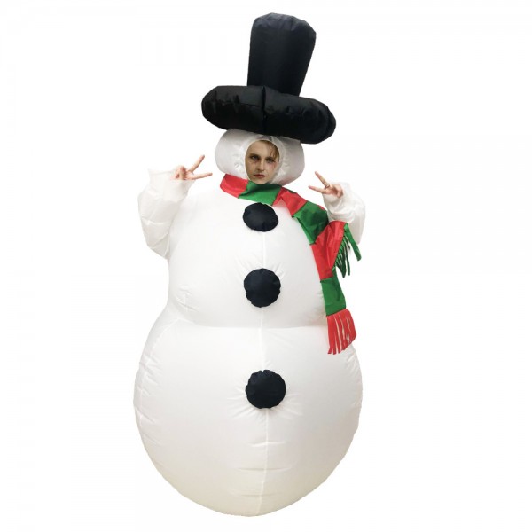 Blow Up Inflatable Snowman Costumes Halloween Christmas Funny Suit for Adult & Kids