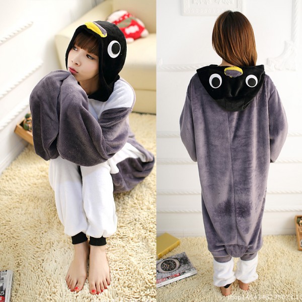 Grey Penguin Adult Animal Onesie Pajamas Costume