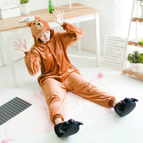 Brown Bear Adult Animal Onesie Pajamas Costume