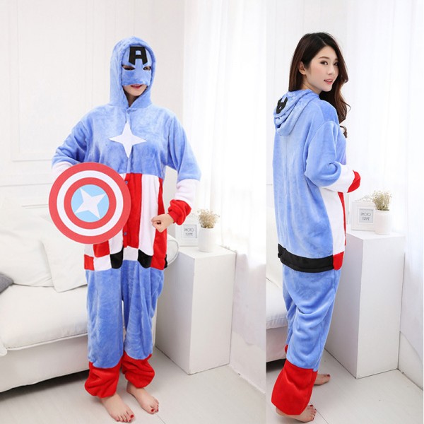 Captain America Adult Animal Onesie Pajamas Super Hero Costume
