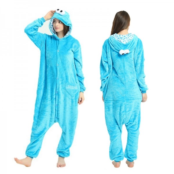 Cookie Monster Sesame Street Adult Animal Onesie Pajamas Costume