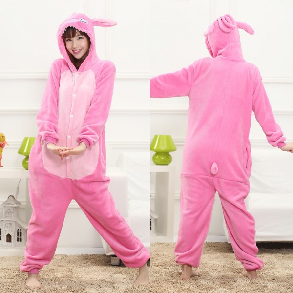 Angel Pink Stitch Adult Animal Onesie Pajamas Lilo & Stitch Costume
