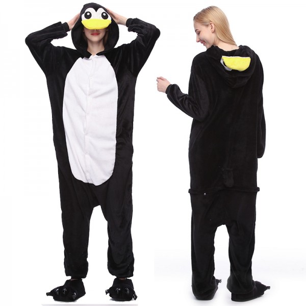 Black Penguin Adult Animal Onesie Pajamas Costume