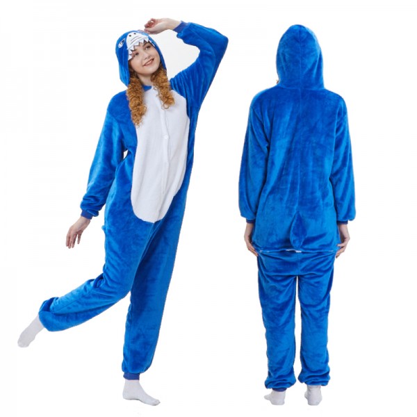 Blue Shark Womens & Mens Animal Onesie Pajamas Costume