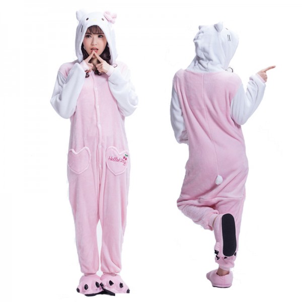 Hello Kitty Adult Animal Onesie Pajamas Costume