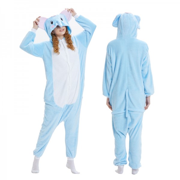 Blue Elephant Womens & Mens Animal Onesie Pajamas Costume