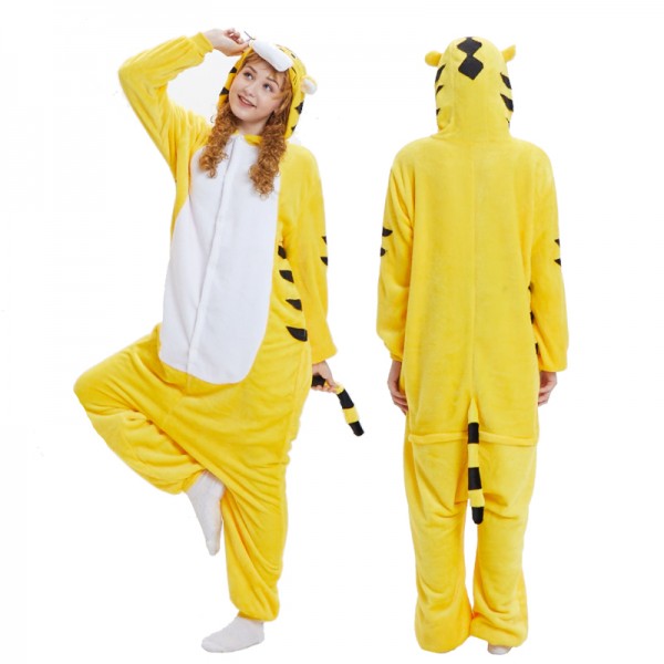 Yellow Tiger Adult Animal Onesie Pajamas Costume