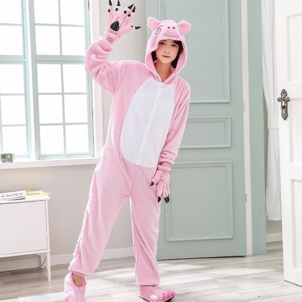 Pink Pig Adult Animal Onesie Pajamas Costume