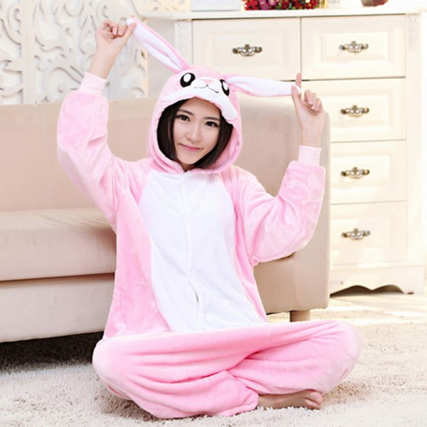 Pink Bunny Adult Animal Onesie Pajamas Costume