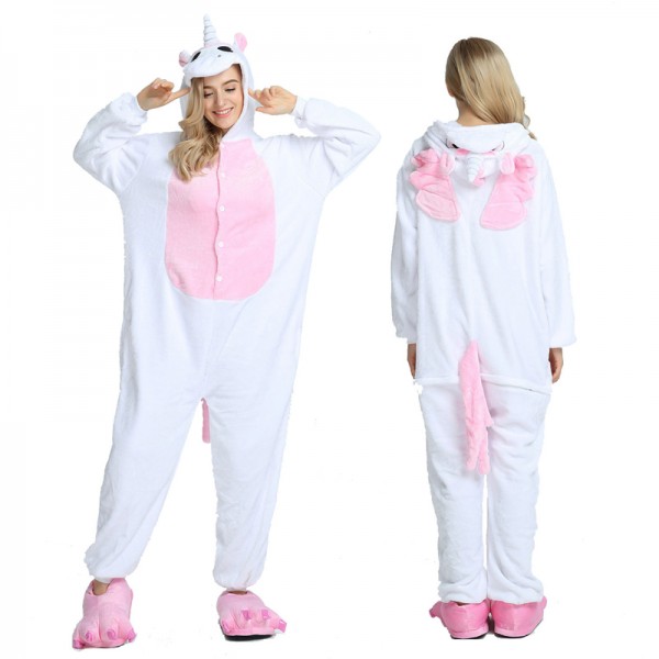 Pink Unicorn with Wings Adult Animal Onesie Pajamas Costume