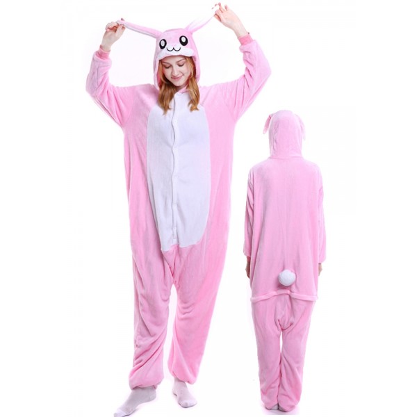 Pink Bunny Adult Animal Onesie Pajamas Costume