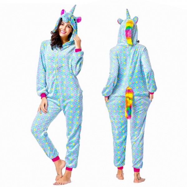 Blue Star Onesie Pajamas Costumes Adult Animal Onesies Zip up