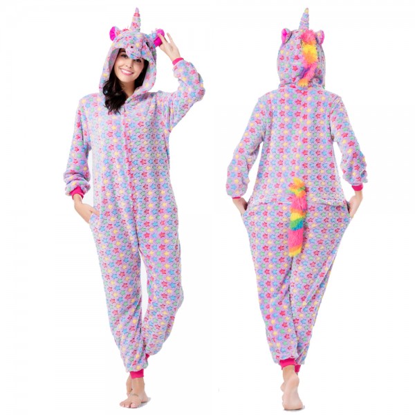 Colorful Star Onesie Pajamas Costumes Adult Animal Onesies Zip up