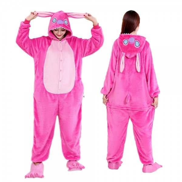 Pink Stitch Onesie Adult Animal Onesies Flannel Pajamas