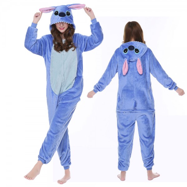 Stitch Onesie Costumes Flannel Pajamas Adult Animal Onesies