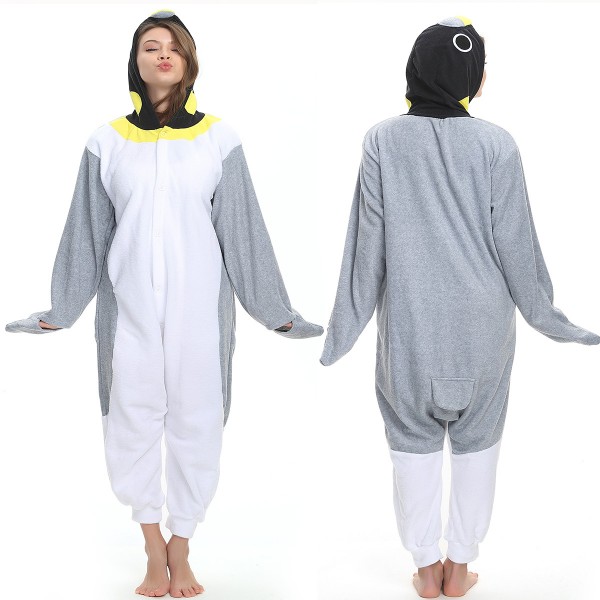 Super Soft Grey Penguin Onesie Pajamas For Adult Online Sale