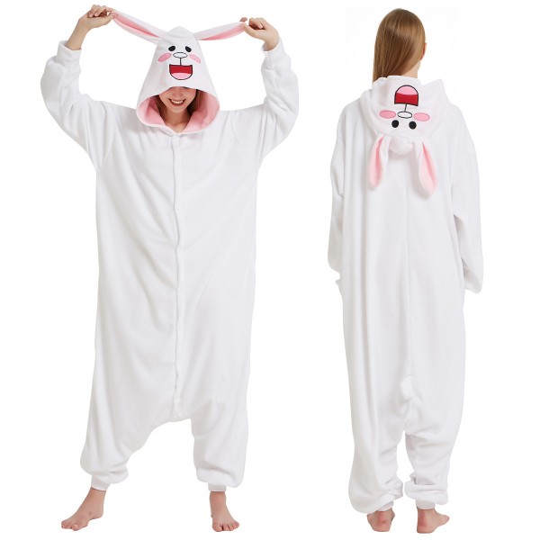 White Bunny Onesie Pajamas Adult Animal Onesies