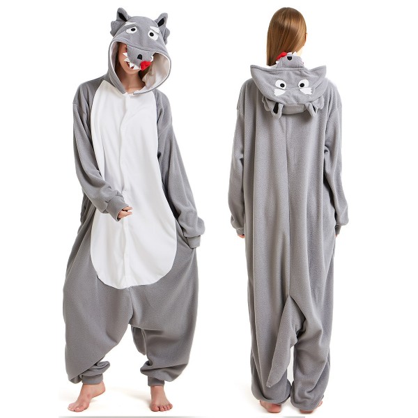 Grey Wolf Onesie Pajamas Adult Animal Onesies
