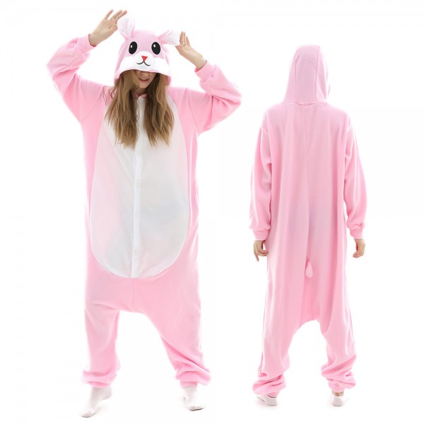 Pink Bunny Onesie Pajamas for Adult Animal Onesies Halloween Costumes
