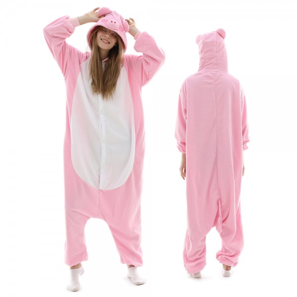 Pink Pig Onesie Pajamas for Adult Animal Onesies Halloween Costumes