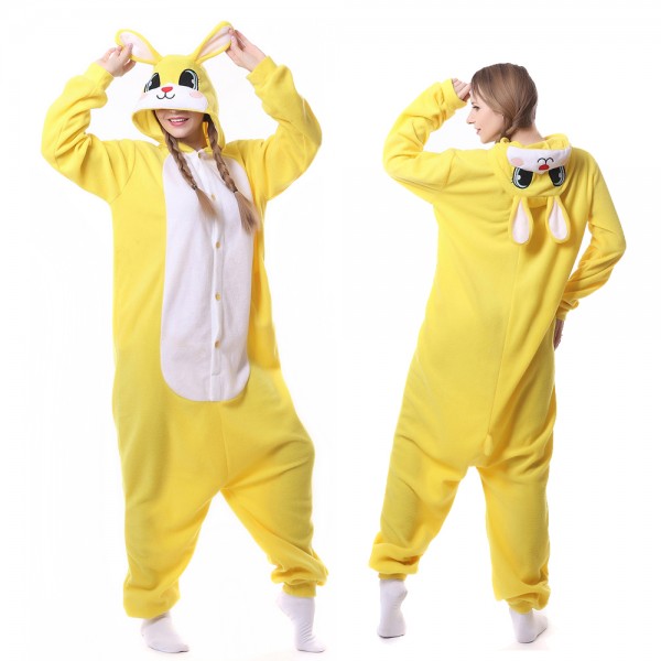 Yellow Rabbit Onesie Pajamas for Adult Animal Onesies Cosplay Halloween Costumes