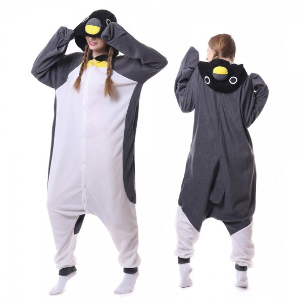 Grey Penguin Onesie Pajamas for Adult Animal Onesies Cosplay Halloween Costumes