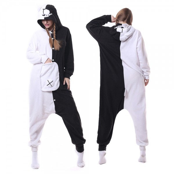 Monokuma Onesie Pajamas for Adult Animal Onesies Cosplay Halloween Costumes