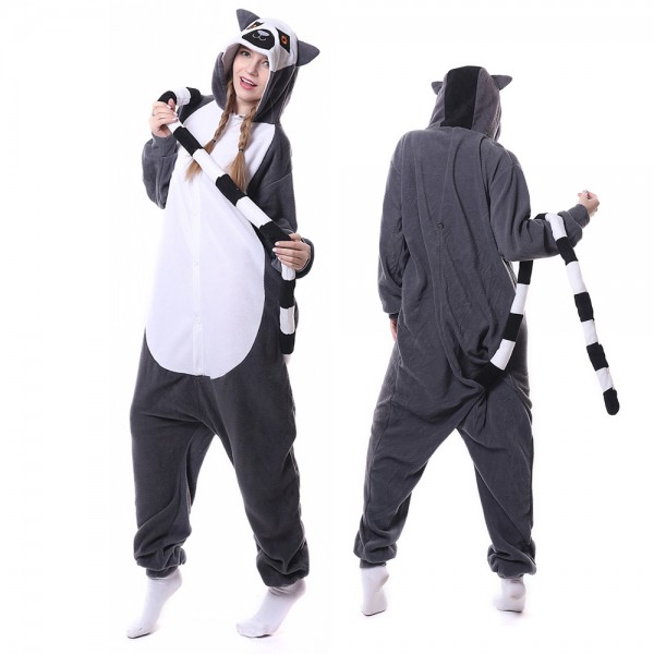 Lemur Onesie Pajamas for Adult Animal Onesies Cosplay Halloween Costumes