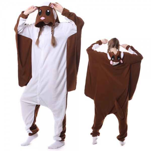 Brown Flying Squirrel Onesie Pajamas for Adult Animal Onesies Cosplay Halloween Costumes